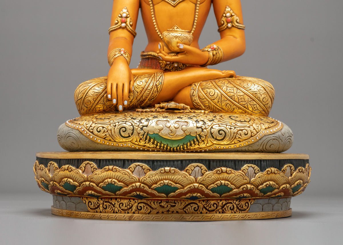 handmade 24k gold glided crown shakyamuni buddha statue