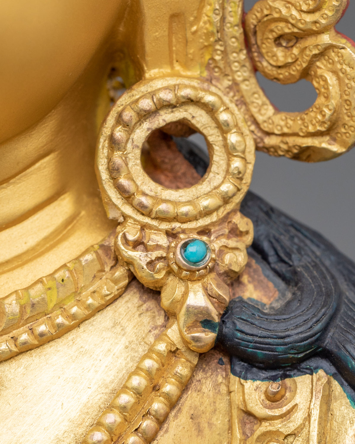 24k Gold Gilded Kshitigarbha Statue | Sacred Copper Figurine