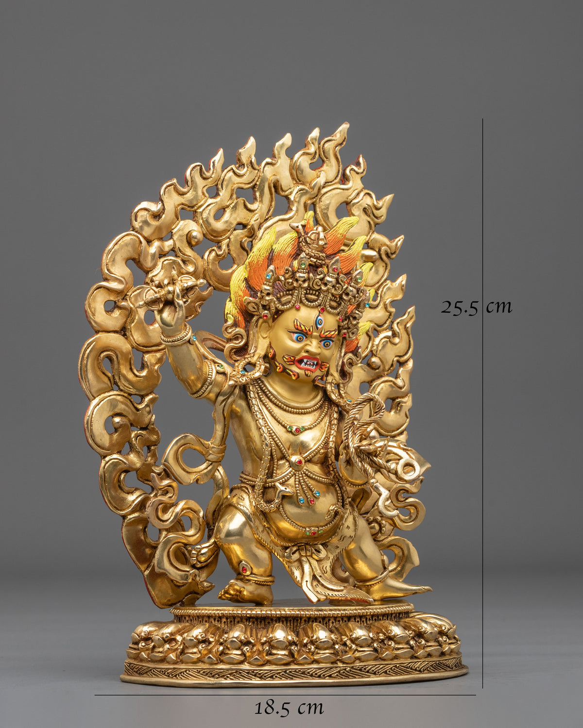 Vajrapani 24K Gold Gilded Sculpture: Wrathful Protector and Holder of the Vajra