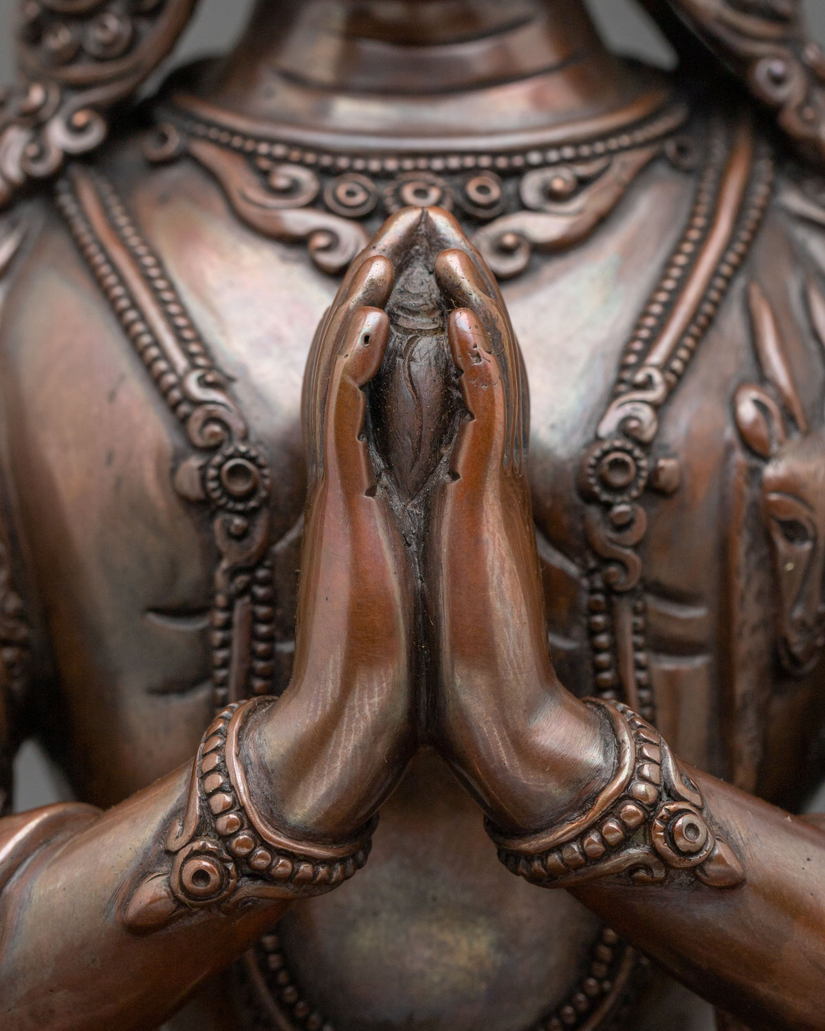 Chenrezig Handcrafted Statue in Oxidized Copper