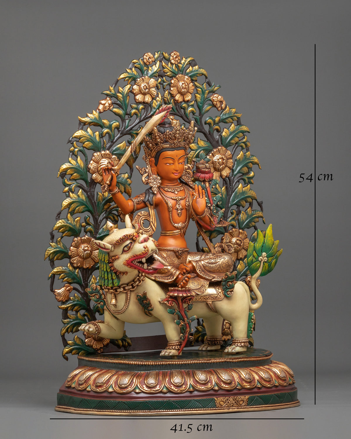 Simhanada Manjushri Wisdom Bodhisattva Sculpture for Altar