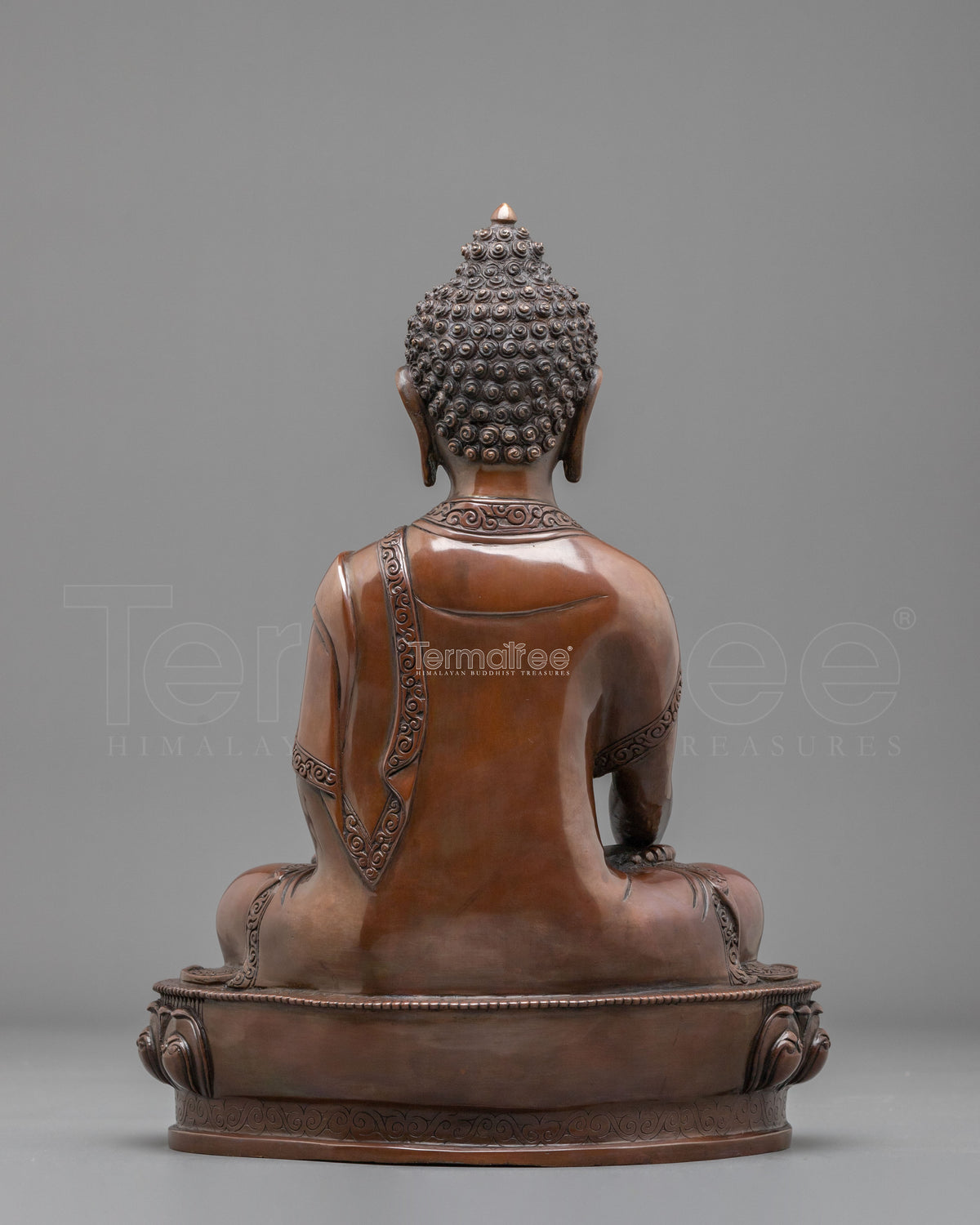 Shakyamuni Buddha Statue: Oxidized Copper Buddhist Sculpture