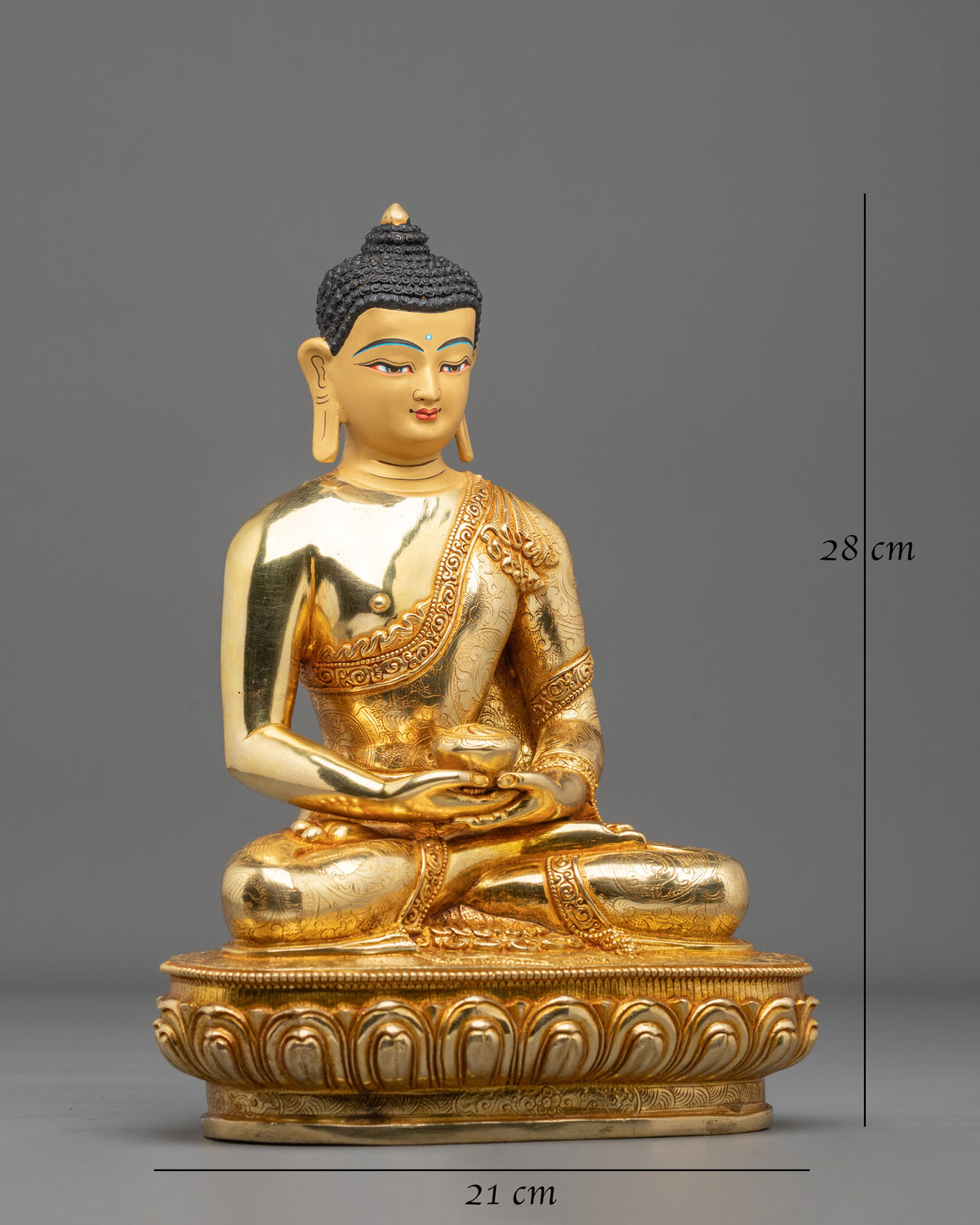 Handmade Amitabha Buddha 24K Gold Coated Sculpture