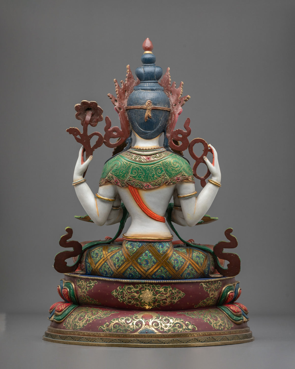 Chenrezig 24K Gold Coated Copper Figurine | Buddhist Shrine