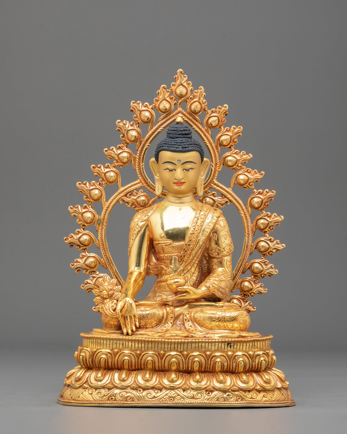 Medicine Buddha 24K Gold Gilded Statue of Healing