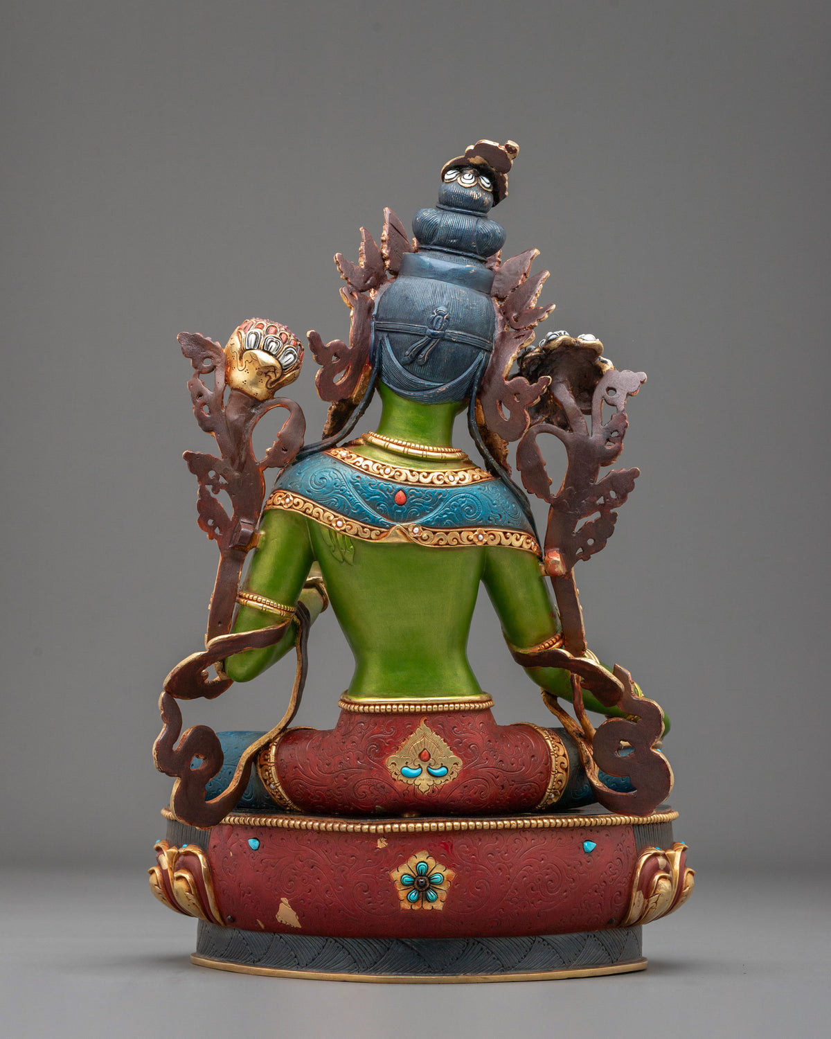 Green Tara Tibetan Buddhist Sculpture | Sacred Meditation Altar Sculpture