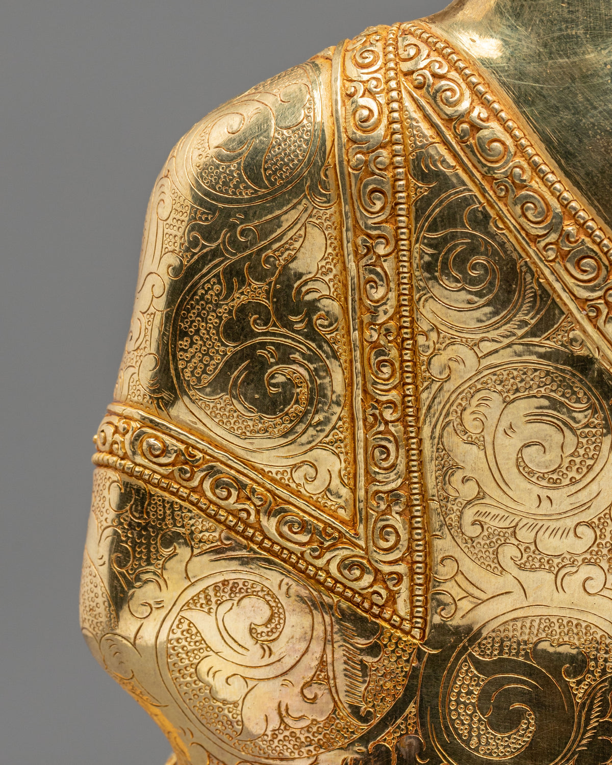 24K Gold Gilded Copper Statue of Medicine Buddha: Himalayan Buddhist Sacred Art