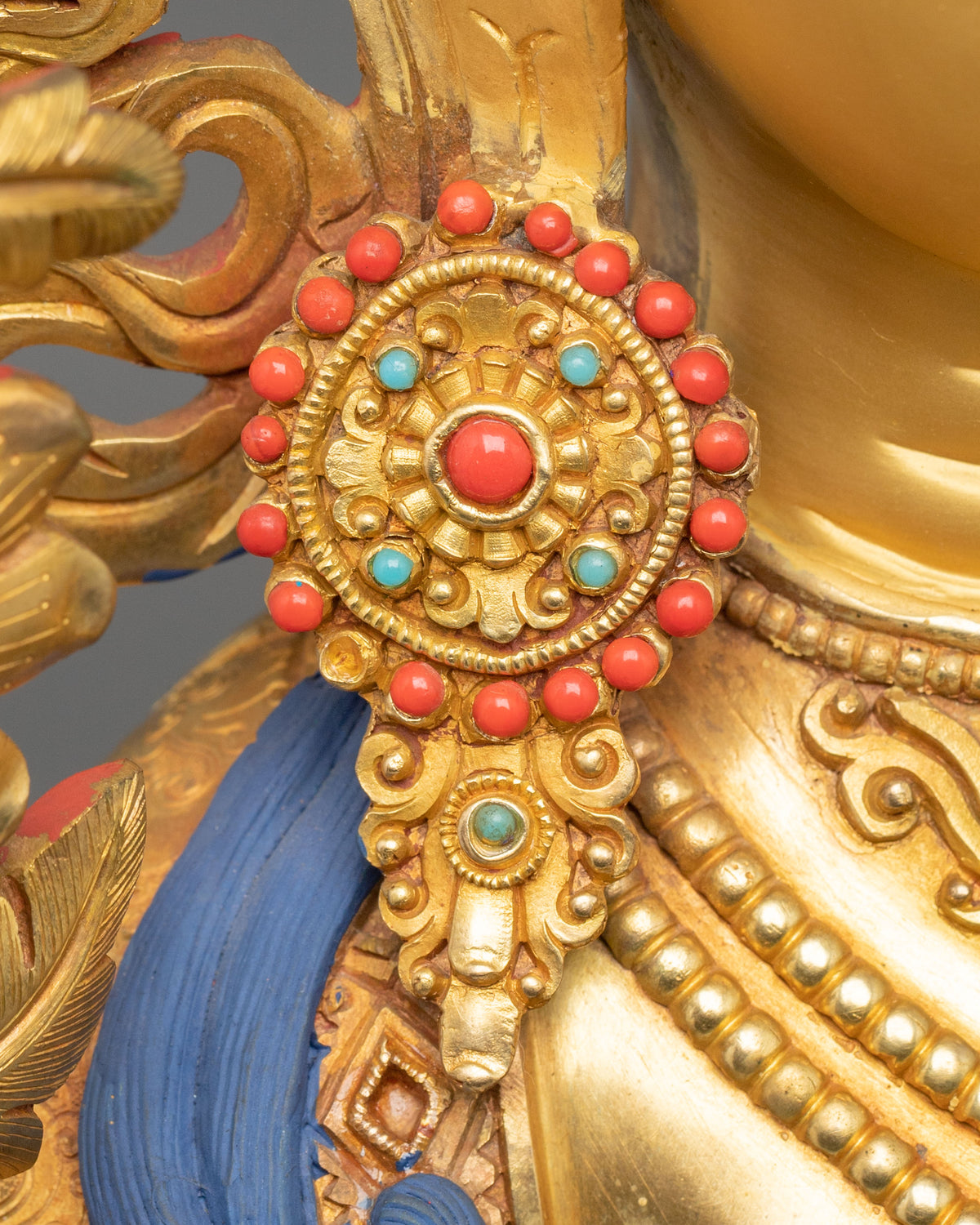 Green Tara 24K Fire Gold Gliding Statue | Buddhist Home Decoration