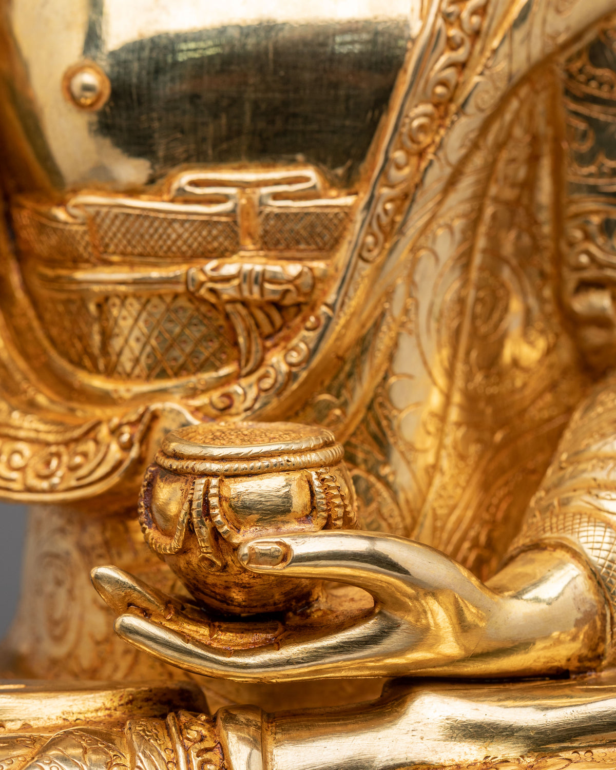 Traditional Copper Statue of Shakyamuni Buddha | 24K Gold Gilded Sculpture