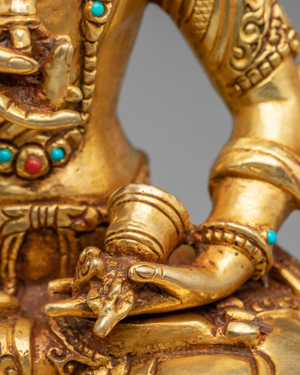 Hand Carved Vajrasattva Copper Sculpture | 24K Gold Gilded Purification Statue
