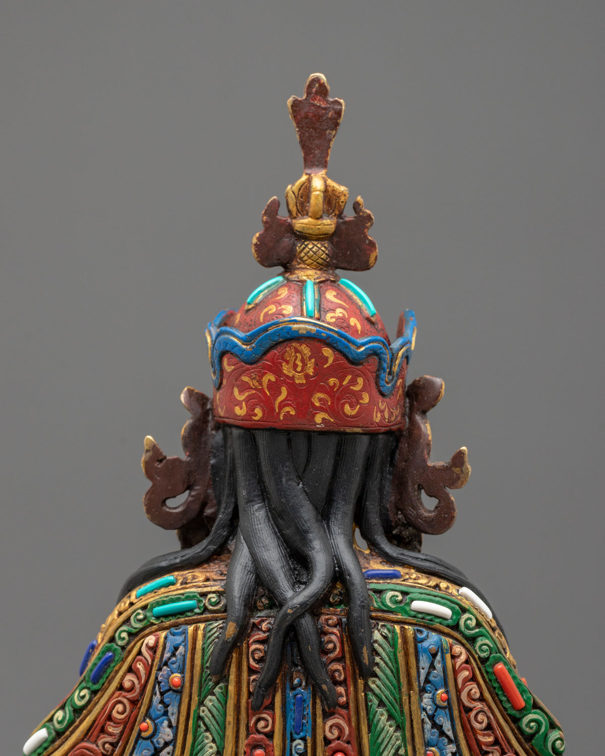 Handmade Tibetan Statue of Guru Rinpoche Sculpture: 24K Gold Gilded