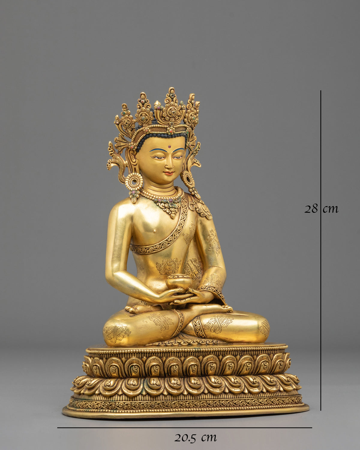 Crown Amitabha Buddha Sculpture | Copper Form of Infinite Light