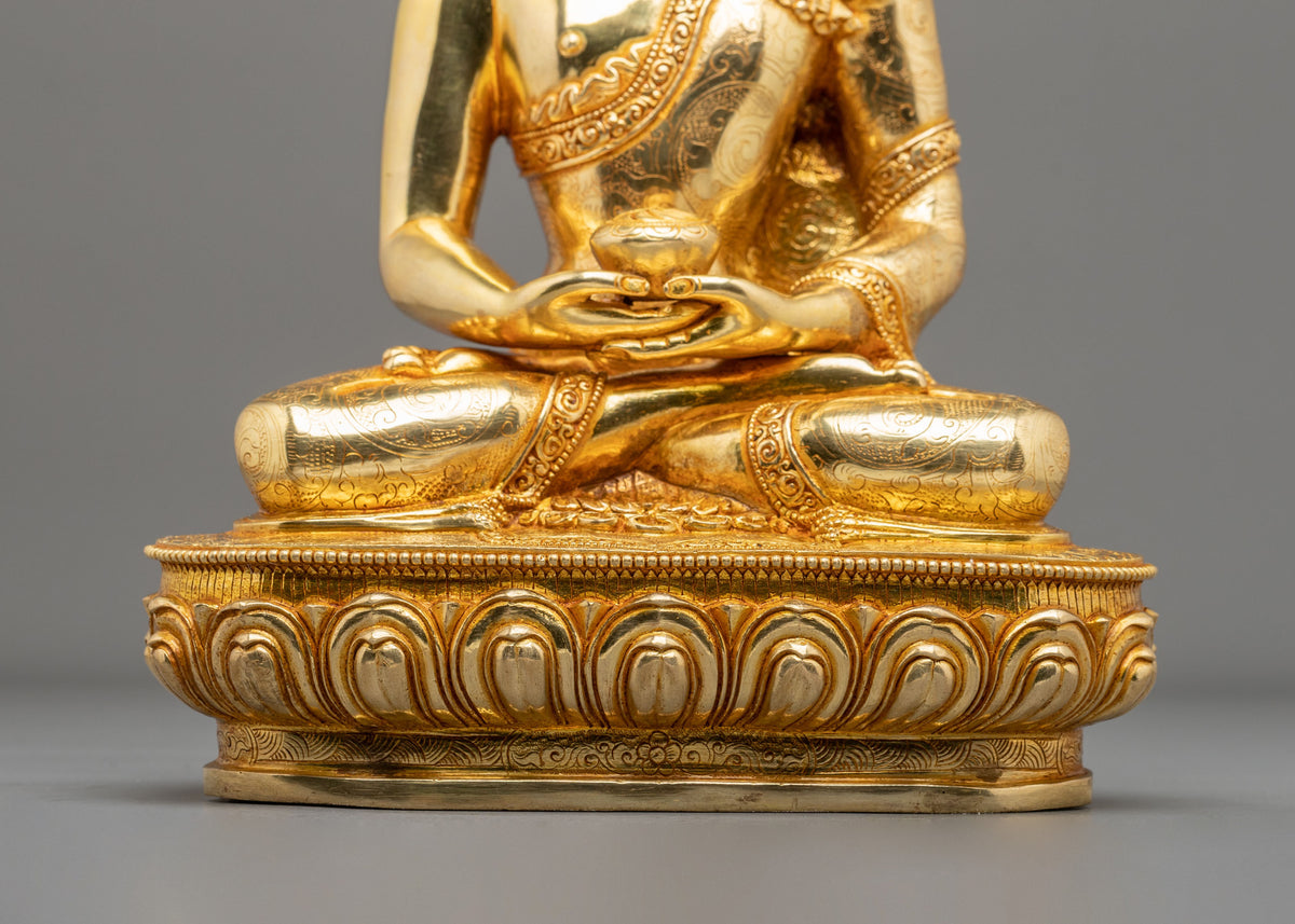Handmade Amitabha Buddha 24K Gold Coated Sculpture