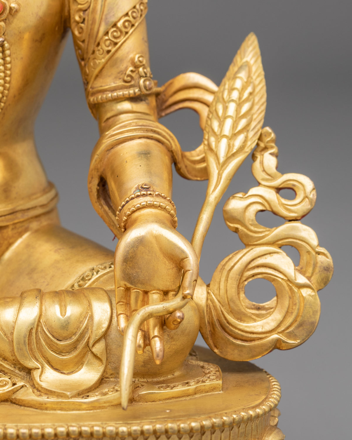 24k Gold Gilded Kshitigarbha Statue | Sacred Copper Figurine