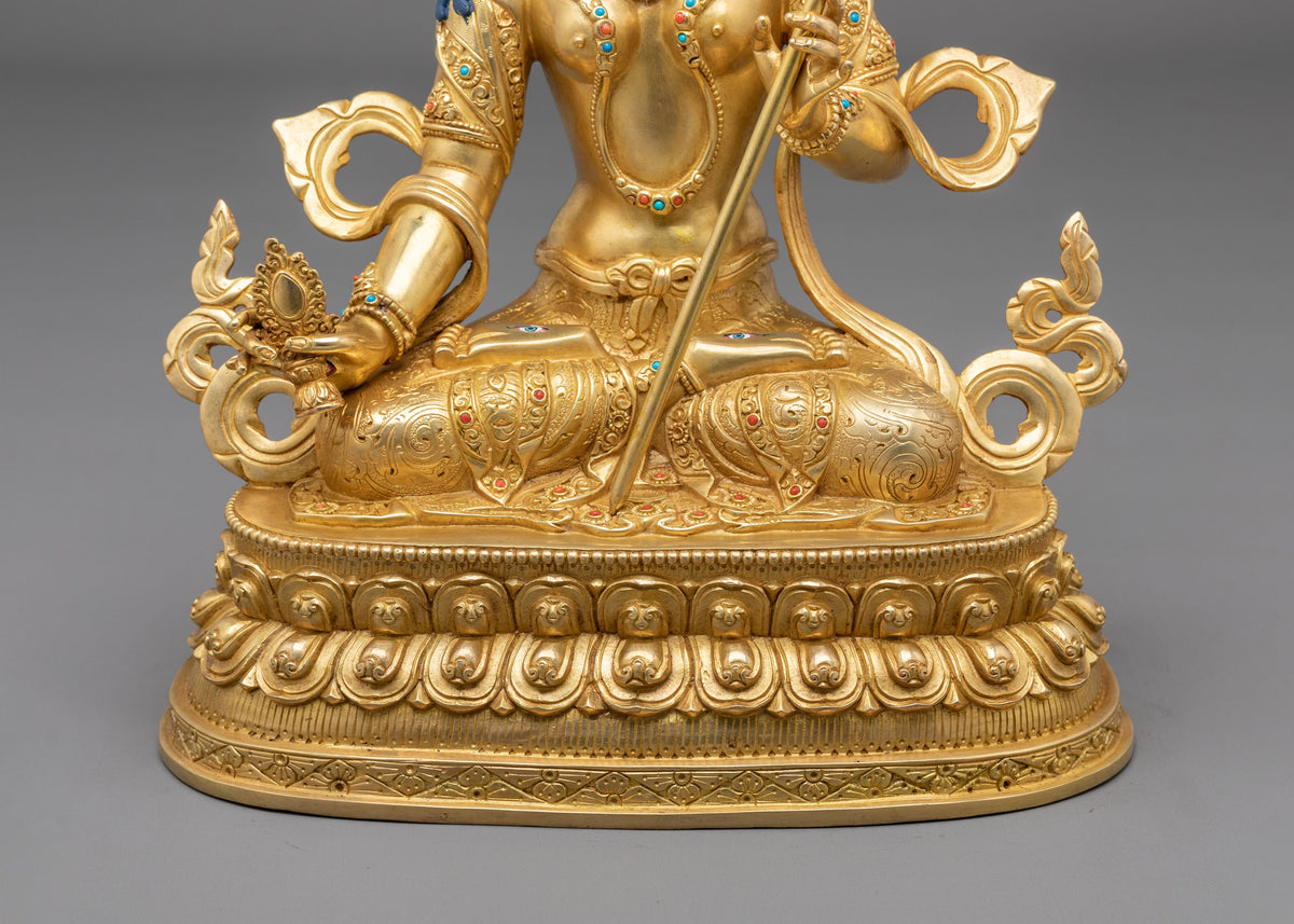 White Umbrella Deity Dukar Golden Statue | 24K Gold Gilded Copper Sculpture