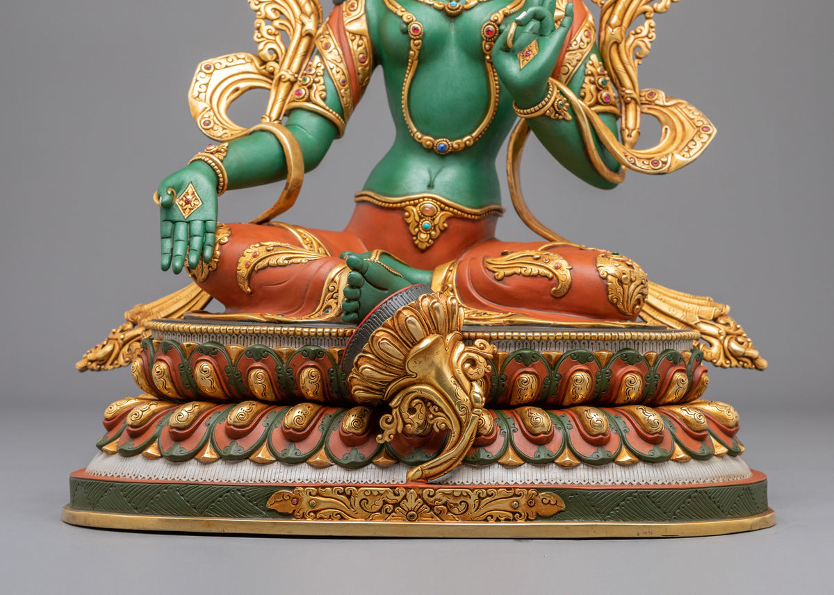 Green Tara Swift Compassion Sculpture | Goddess of Protection and Mercy