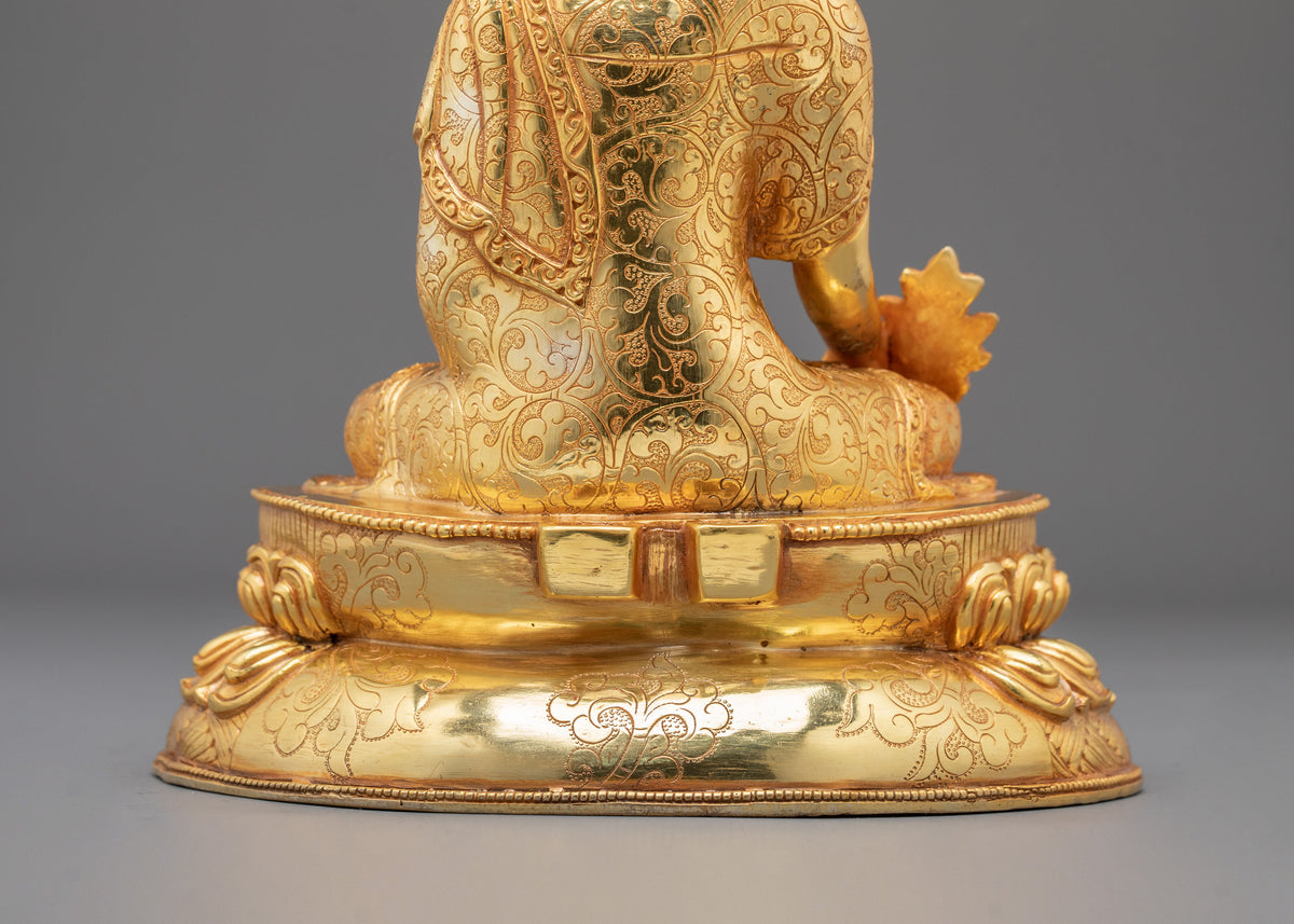 Medicine Buddha 24K Gold Gilded Statue of Healing