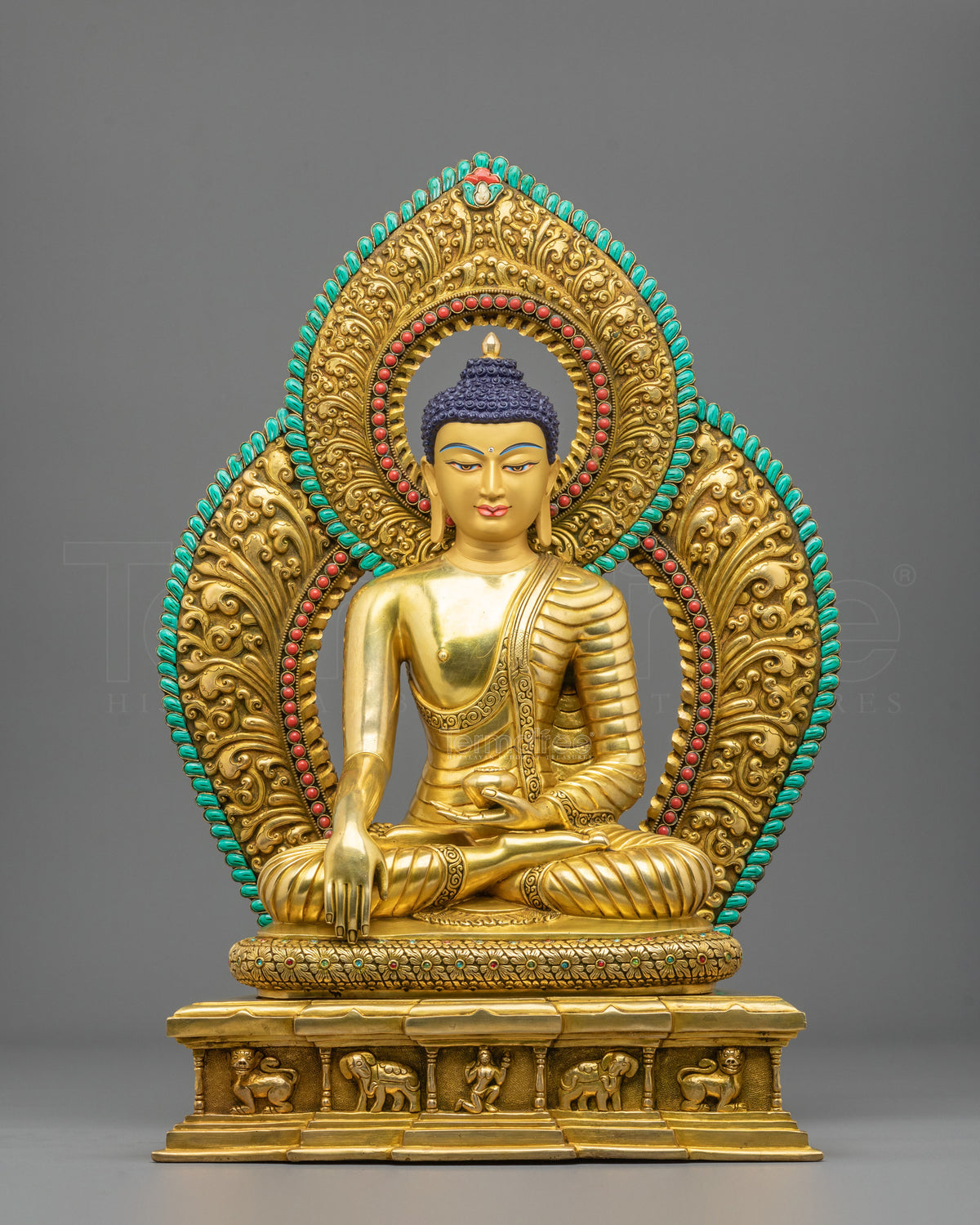 Shakyamuni Buddha 24K Gold Gilded Traditional Sculpture | Himalayan Sacred Altar Decor