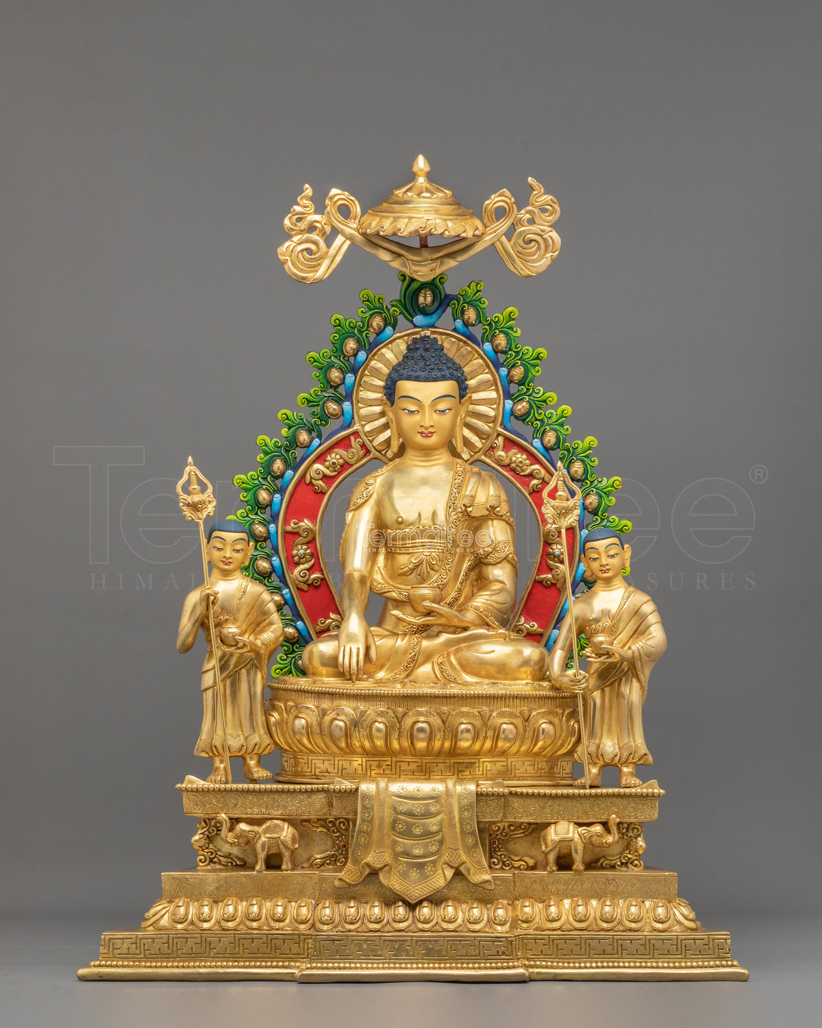 Majestic Shakyamuni Buddha with Disciples Altar Statue