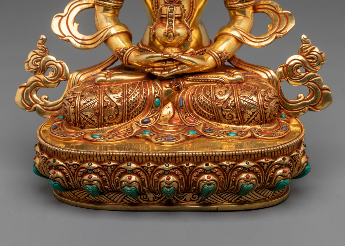 Amitayus 24k Gold Coated Sculpture | Buddha of Infinite Life and Longevity