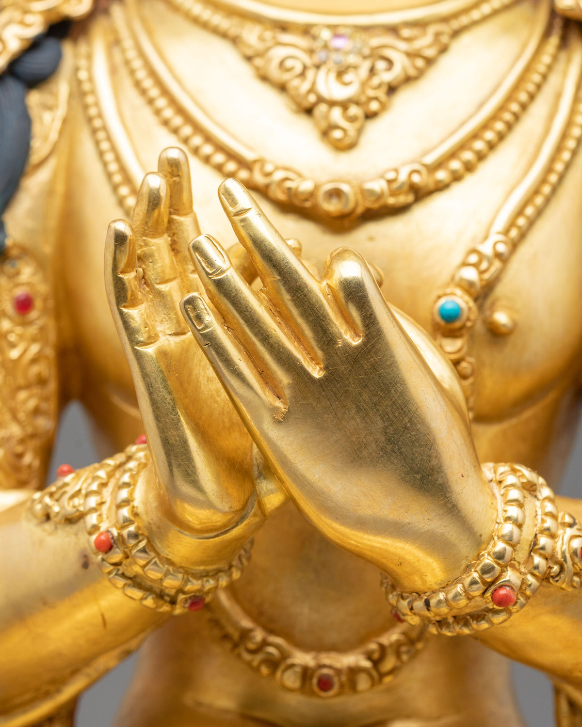 Buddhist Prayer Maitreya Buddha Statue | 24K Gold Gilded Future Buddha Sculpture