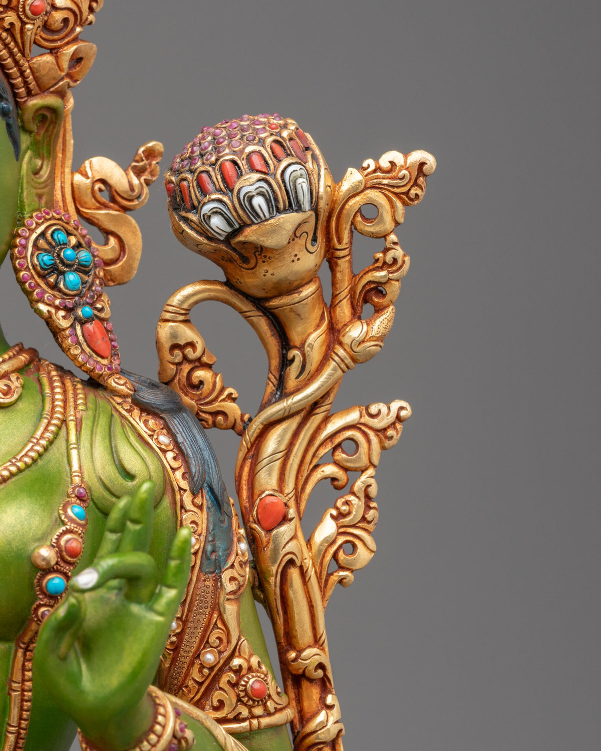 Green Tara Tibetan Buddhist Sculpture | Sacred Meditation Altar Sculpture
