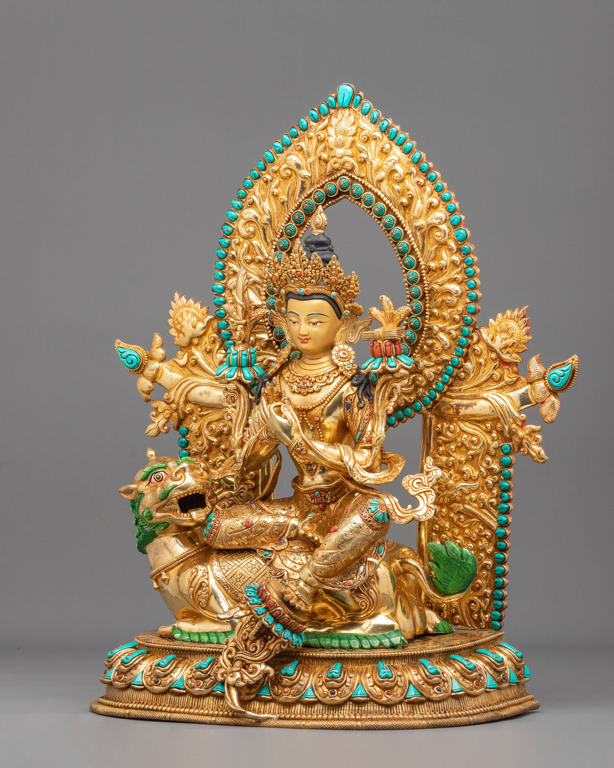 Tikshna Manjushri 24K Gold Gilded Sculpture | Traditional Buddhist Artwork of Sharp Wisdom
