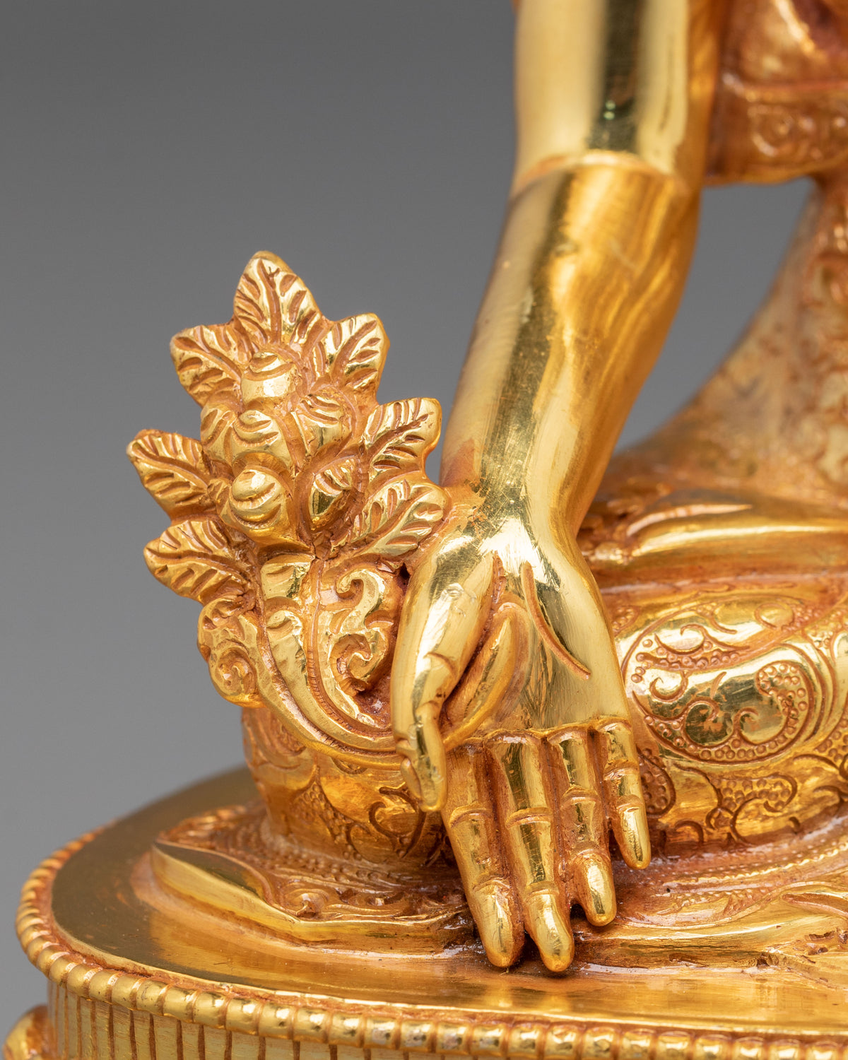 Medicine Buddha 24K Gold Gilded Statue of Healing