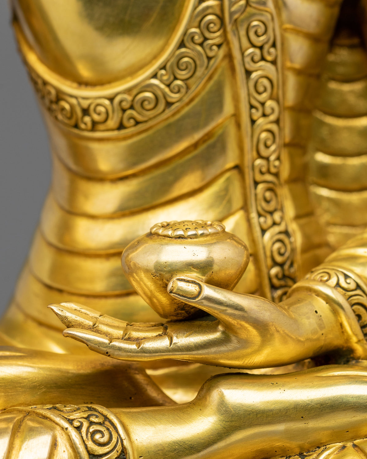 Shakyamuni Buddha 24K Gold Gilded Traditional Sculpture | Himalayan Sacred Altar Decor