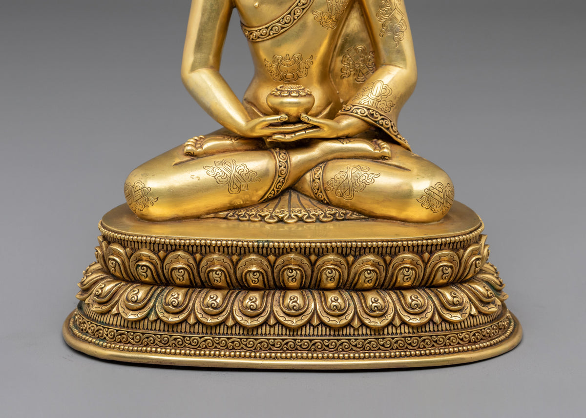 Crown Amitabha Buddha Sculpture | Copper Form of Infinite Light