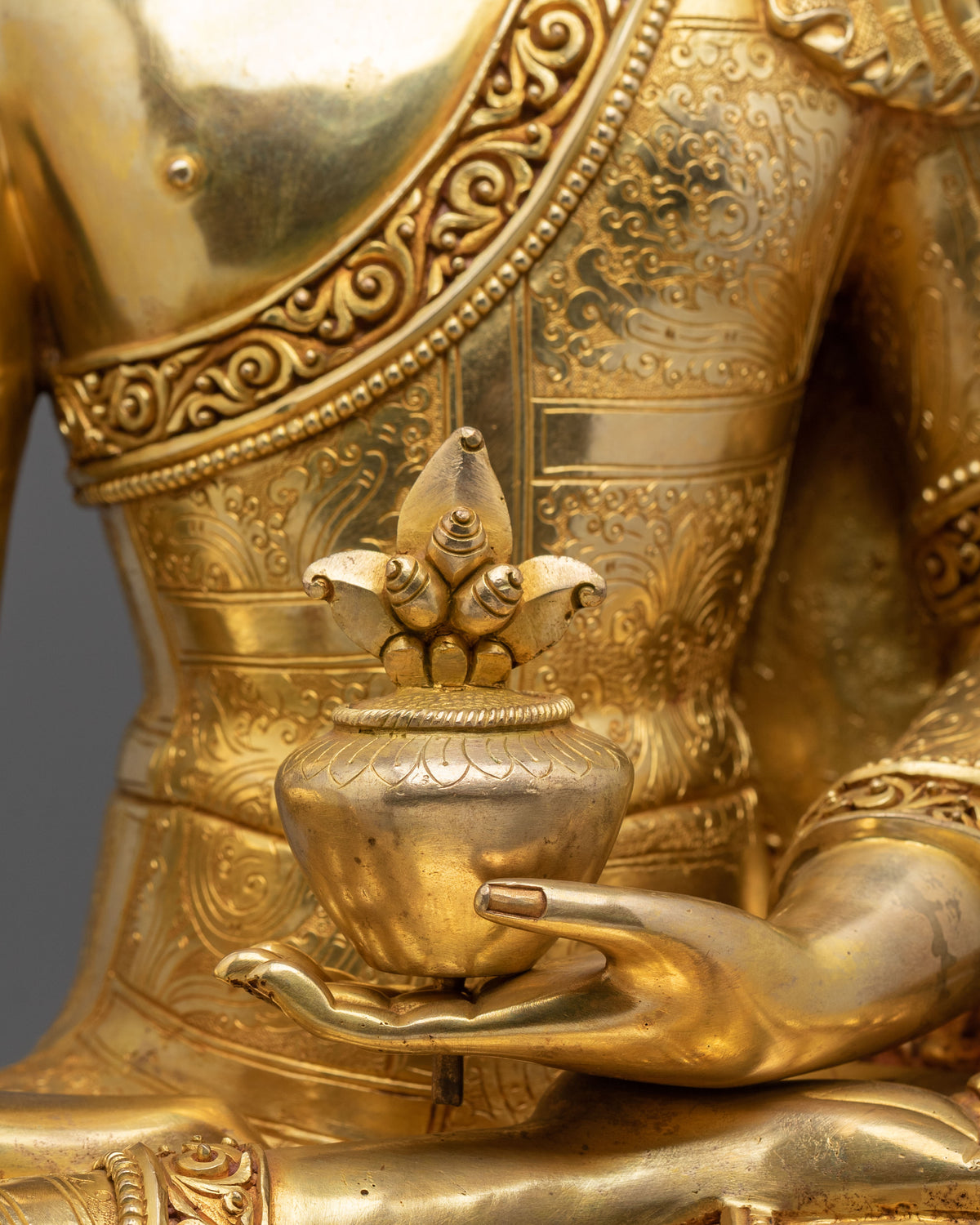 Medicine Buddha: 24K Gold Gilded Copper Statue