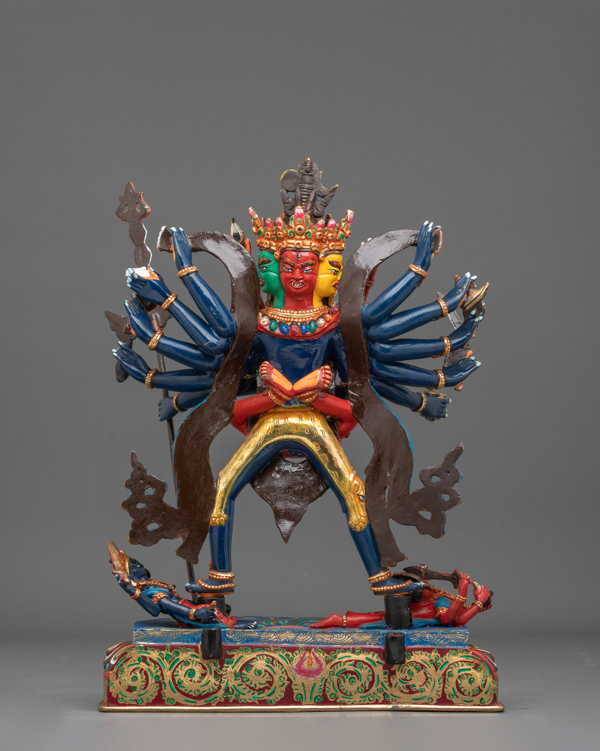 Chakrasamvara Buddhist Altar Sculpture | Handmade Himalayan Vajrayana Art