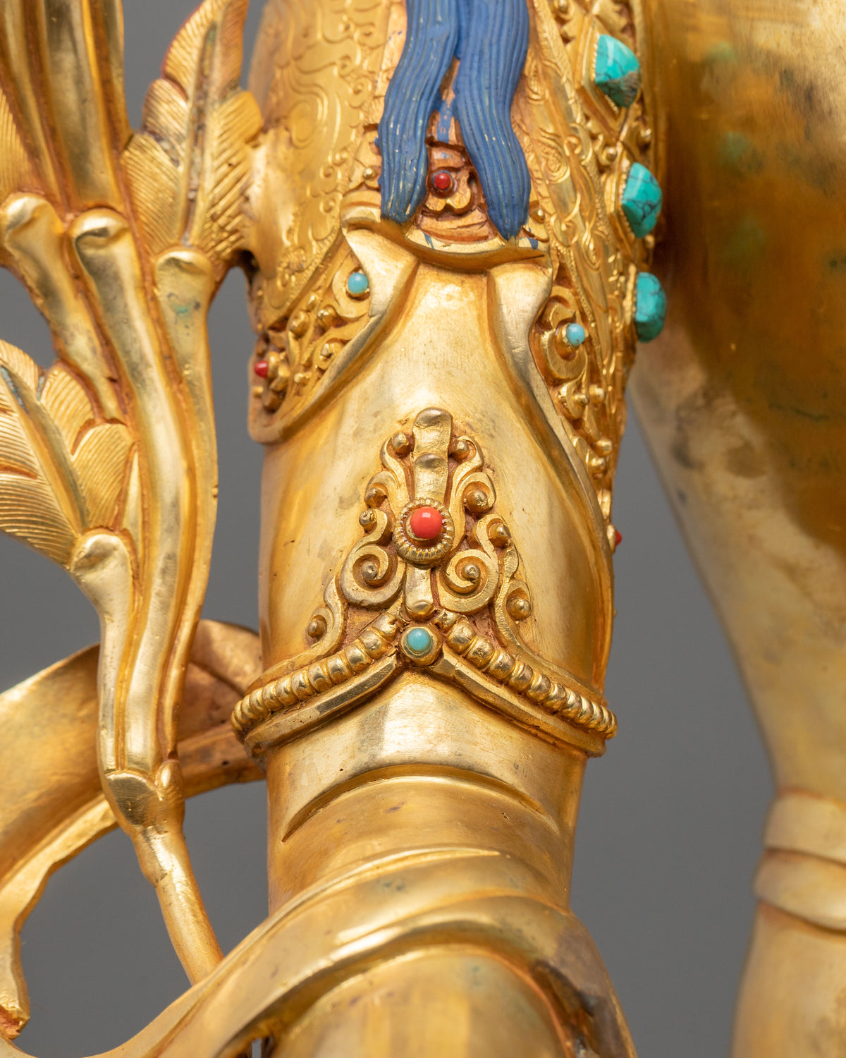 Green Tara 24K Fire Gold Gliding Statue | Buddhist Home Decoration