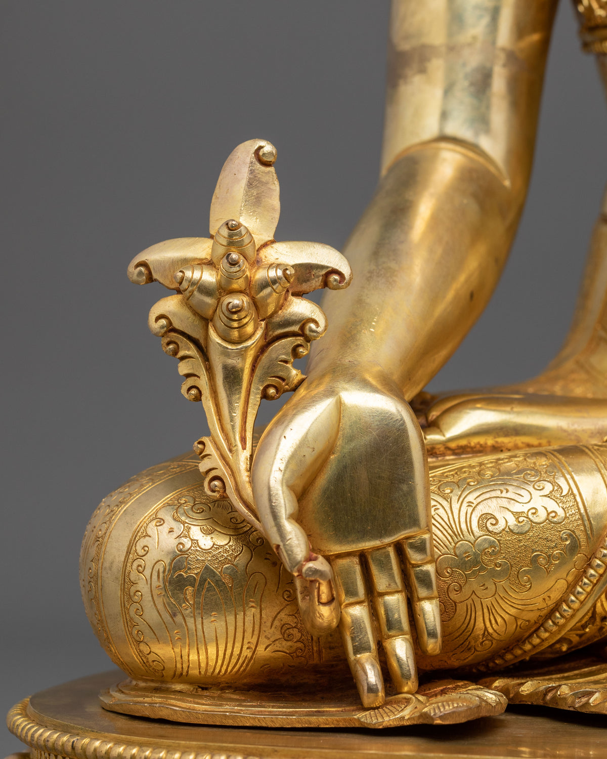 Medicine Buddha: 24K Gold Gilded Copper Statue