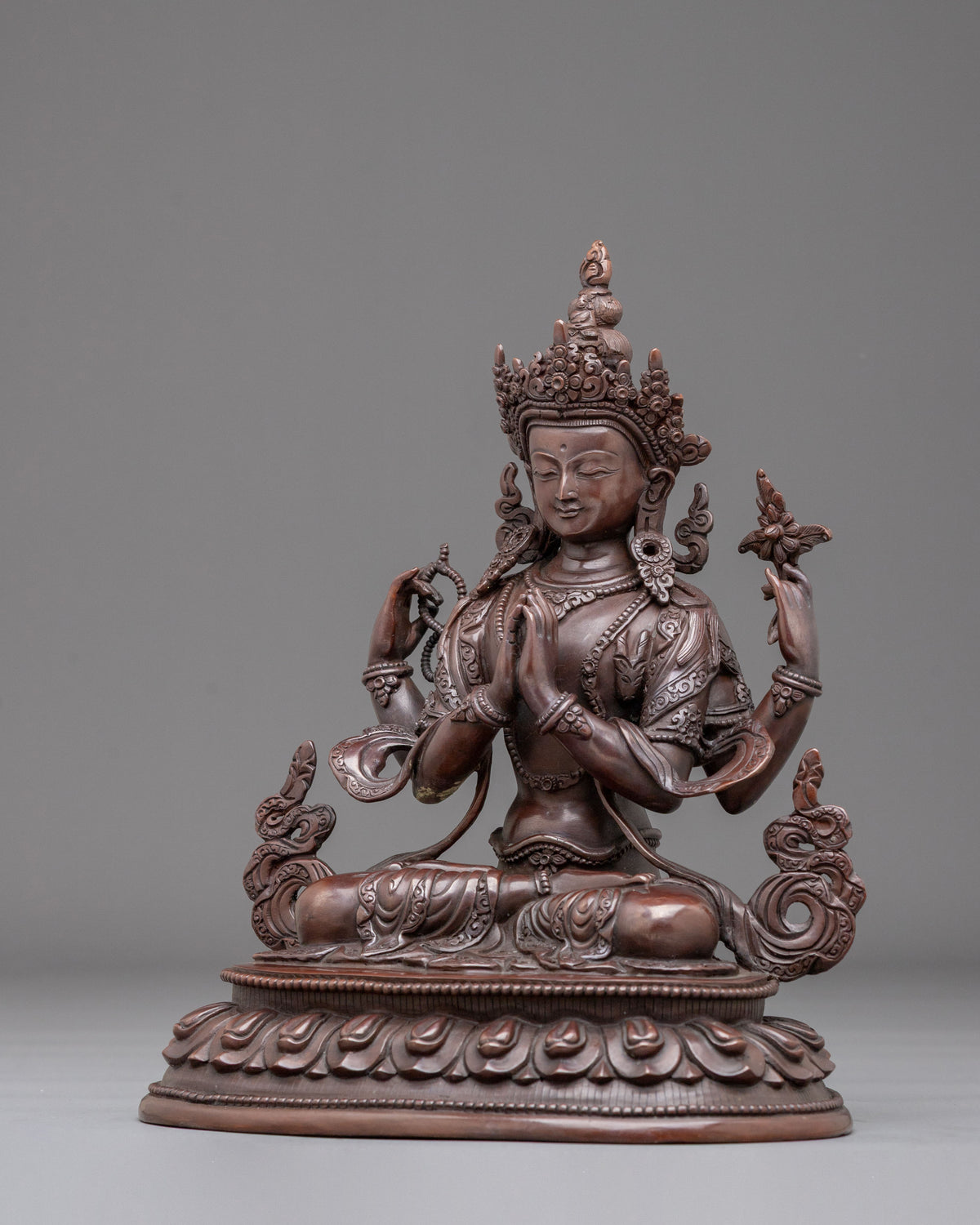 Chenrezig Oxidized Figurine for Altar | Bodhisattva of Boundless Compassion