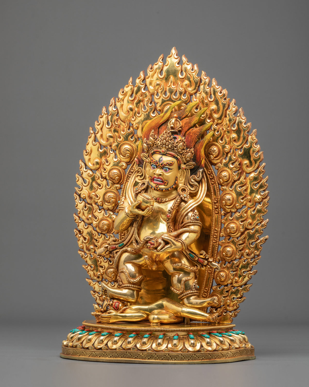Black Dzambhala Copper Statue | Wrathful Wealth Deity