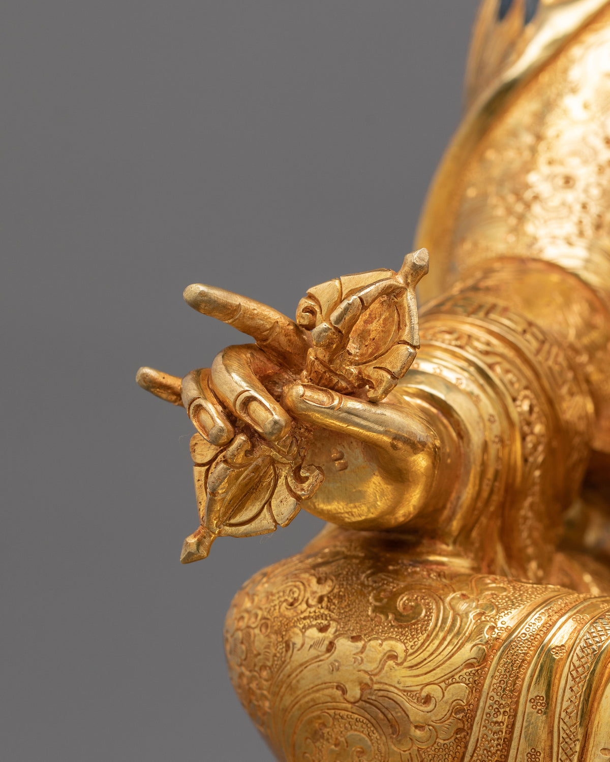 24K Gold Gilded Sacred Sculpture of Guru Rinpoche