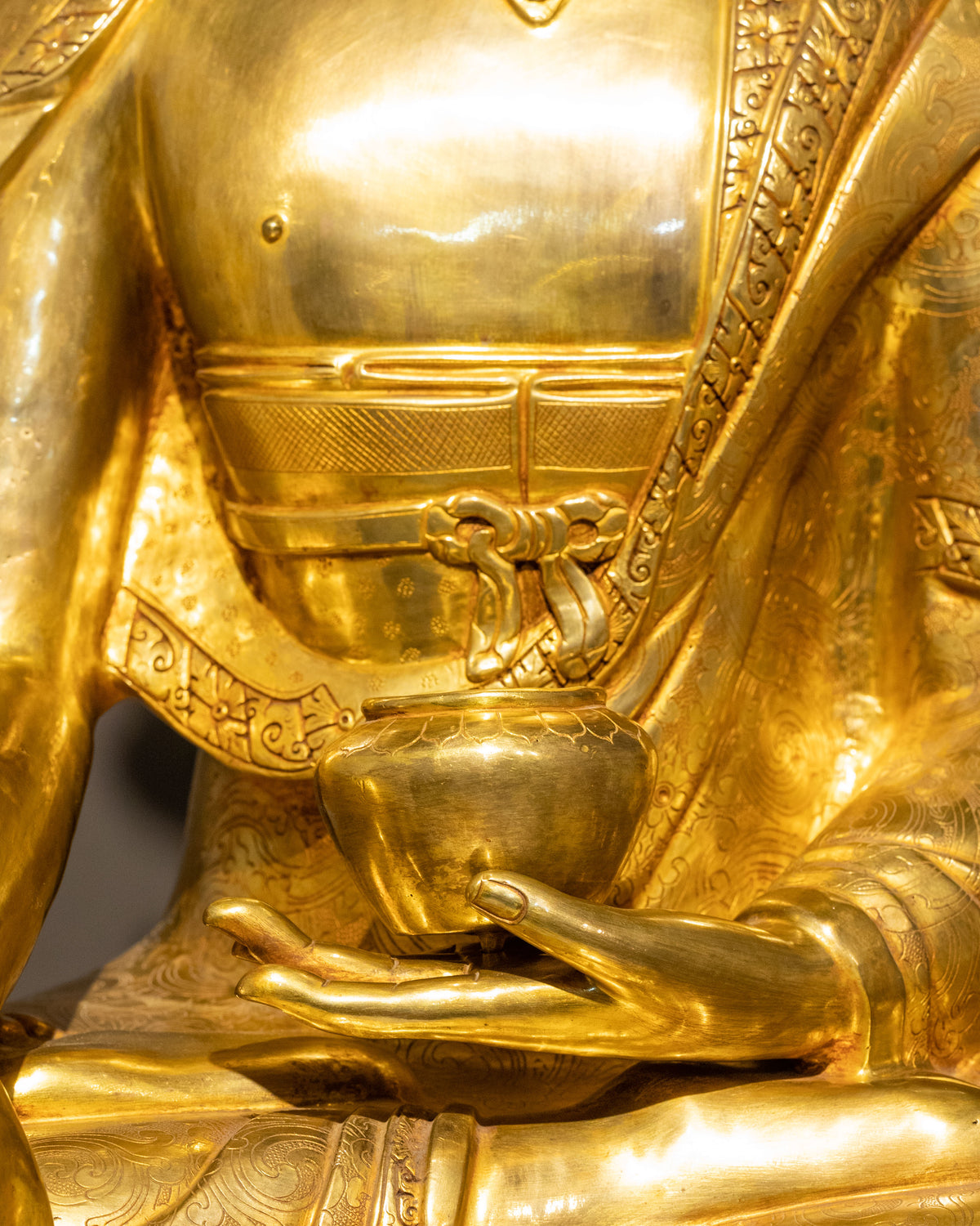 Crown Shakyamuni Buddha 24K Gold Coated Sculpture