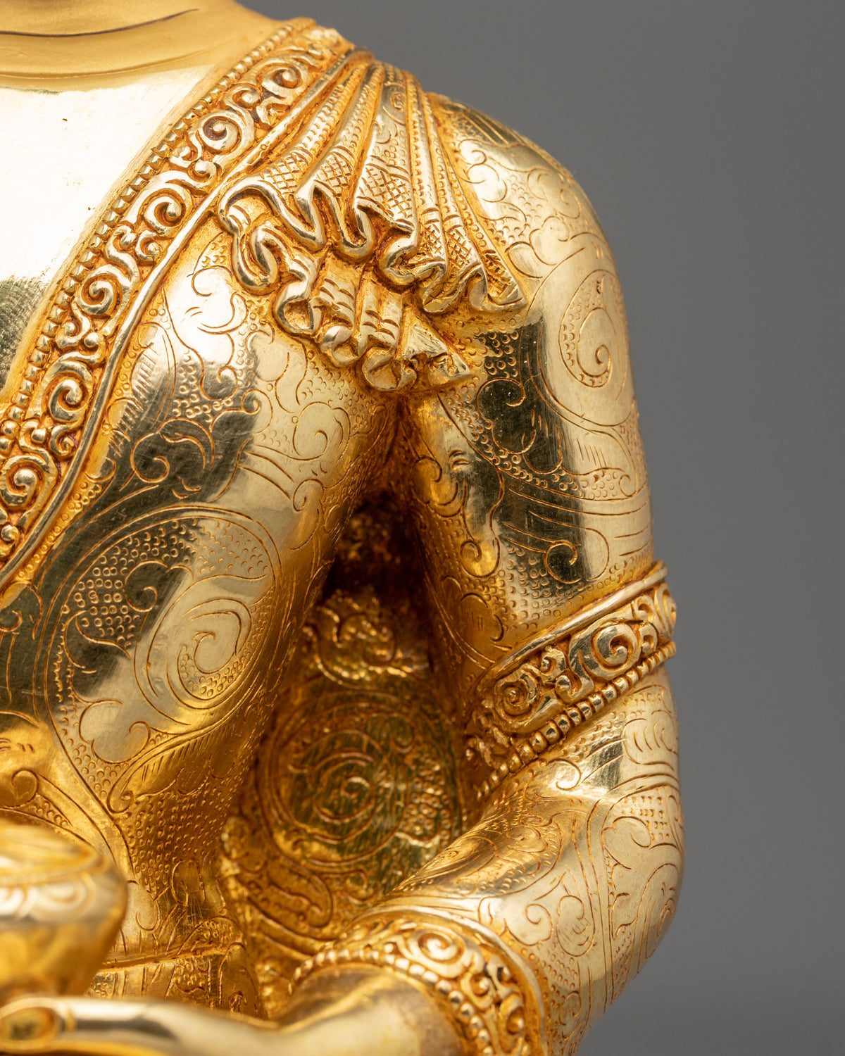 Handmade Amitabha Buddha 24K Gold Coated Sculpture