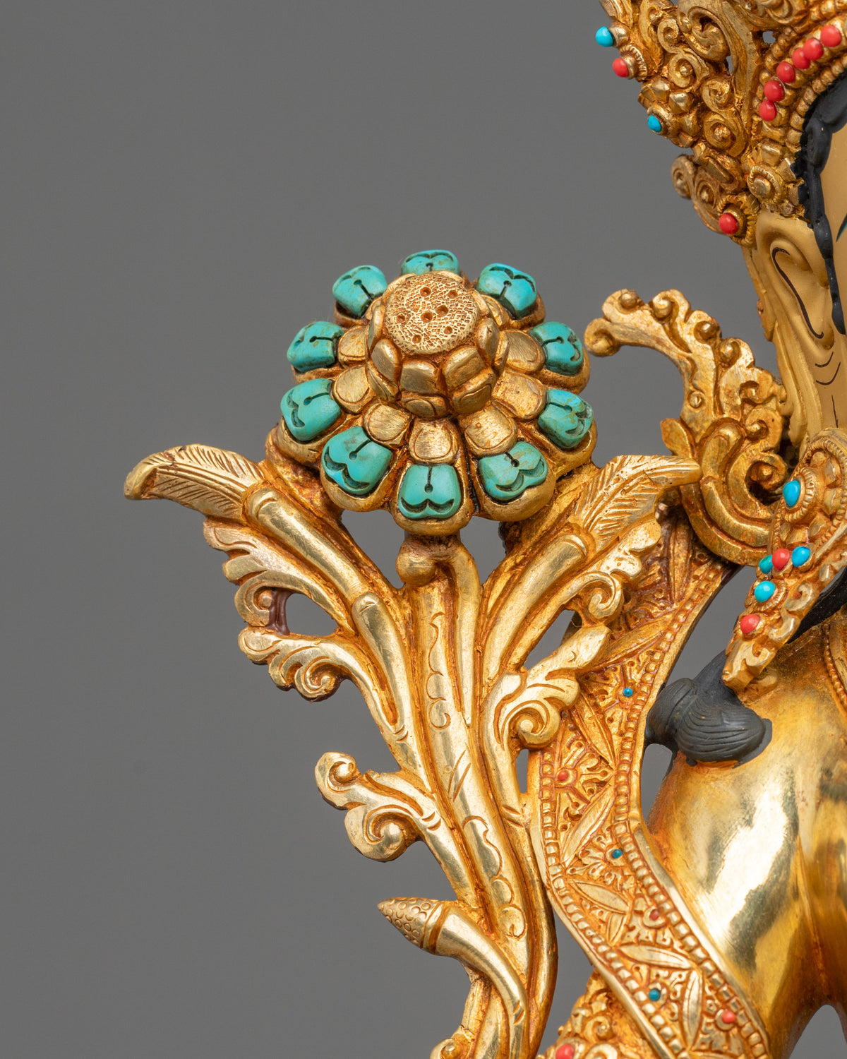 24K Gold Coated Green Tara Sacred Sculpture | Goddess of Compassion