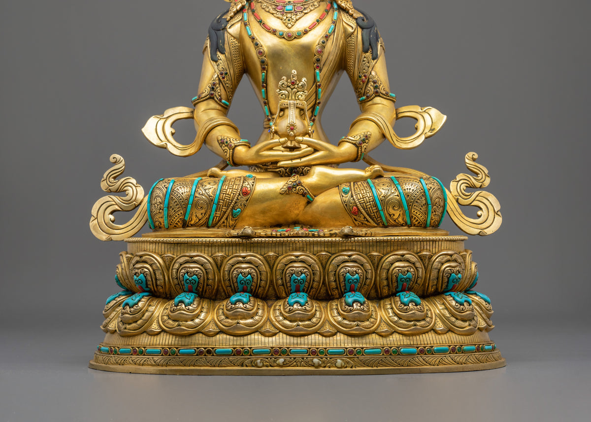 Buddhist Deity Amitayus Copper Figurine | 51cm Handcrafted Statue