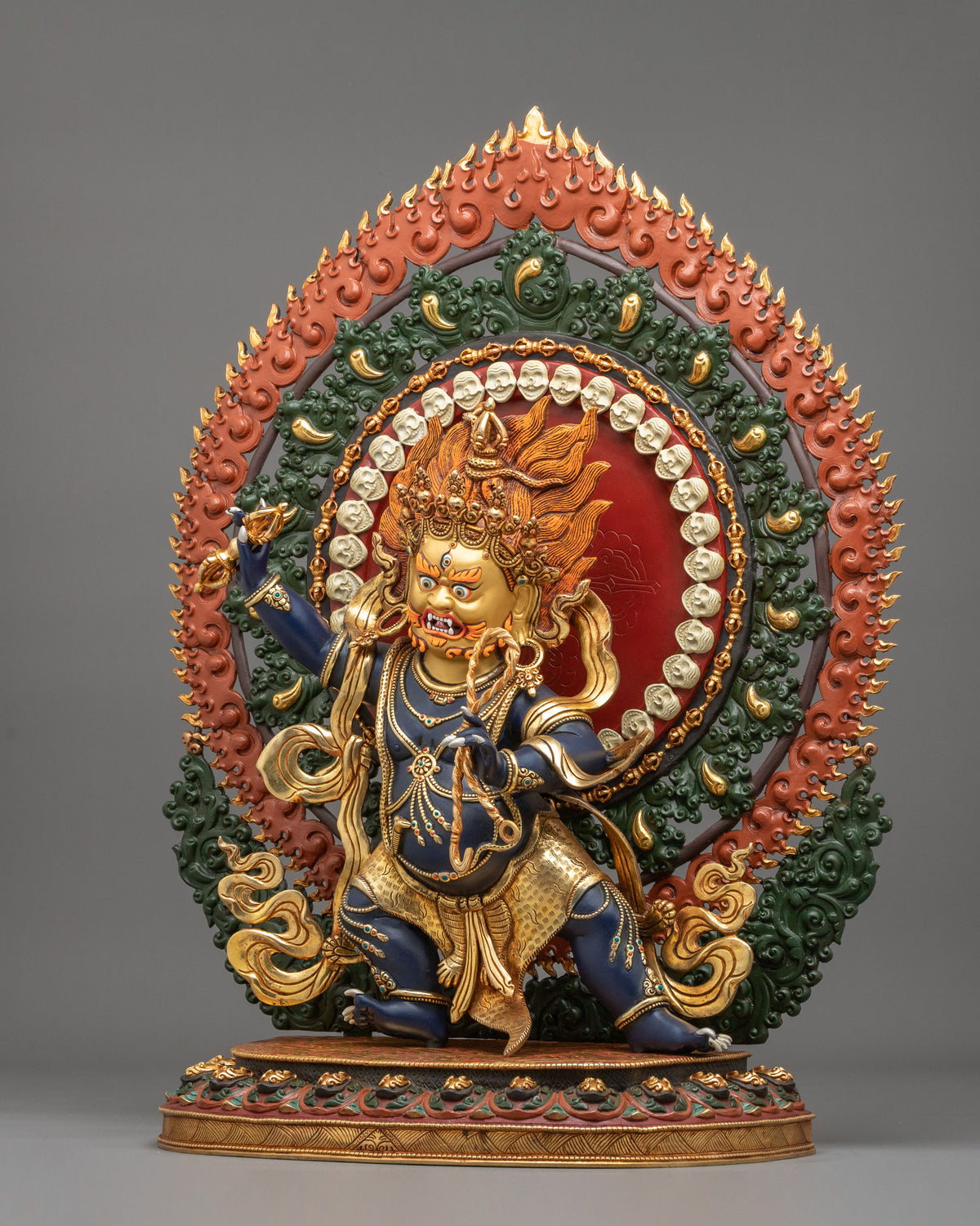 Vajrapani Wrathful Bodhisattva Sculpture | 24K Gold Gilded Buddhist Protector Statue