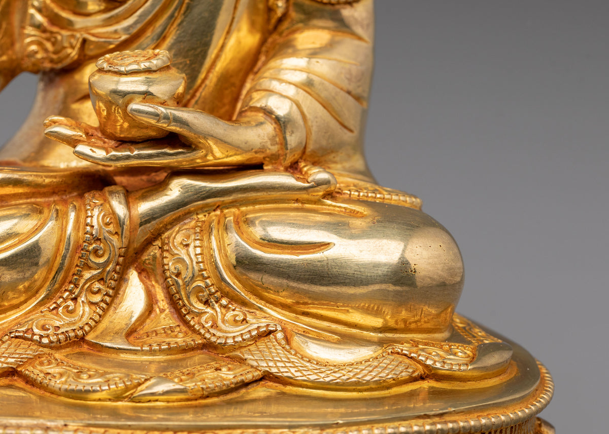 24K Gold-Coated Shakyamuni Buddha Copper Sculpture