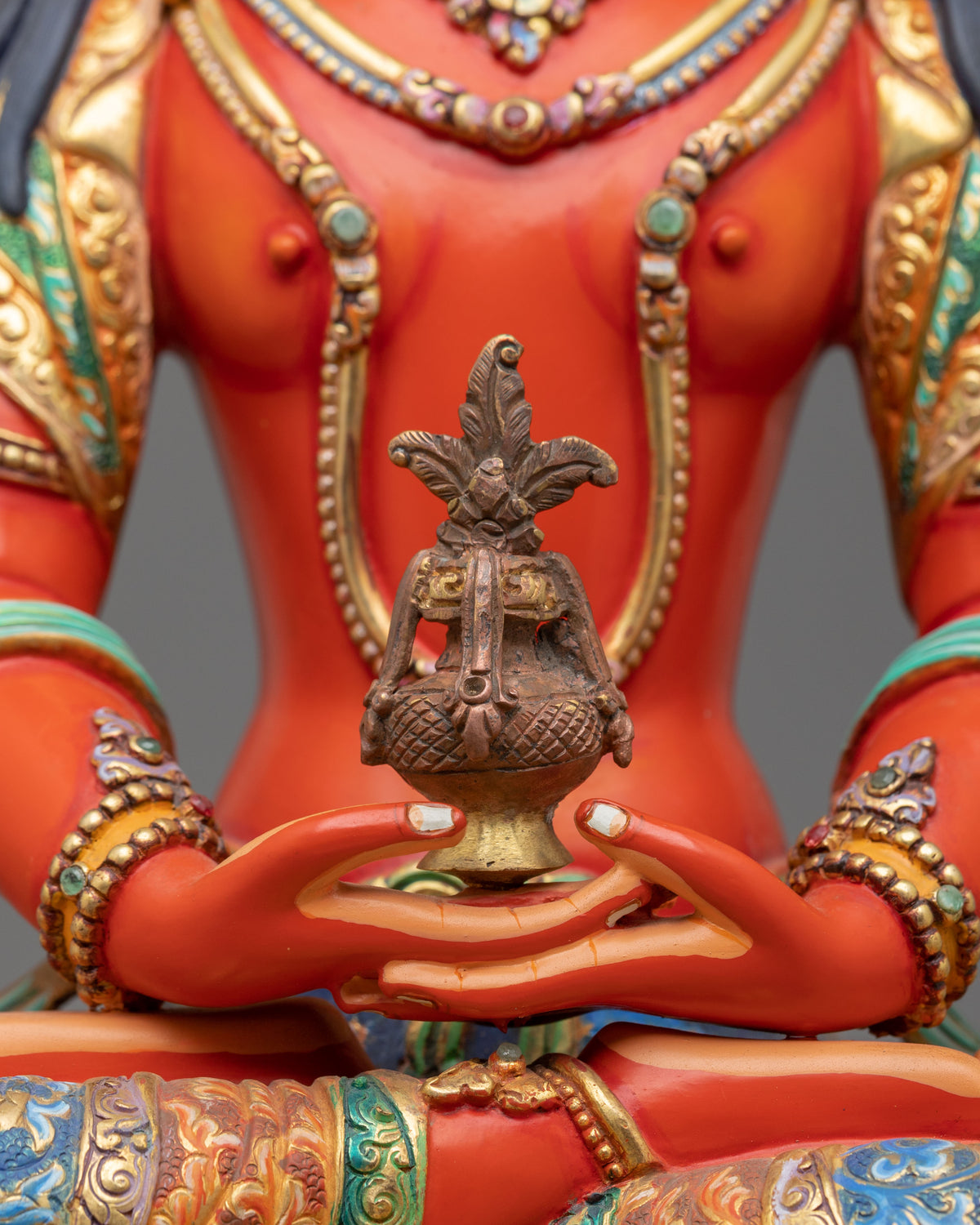 Amitayus Statue: 24K Gold Gilded Handmade Sculpture