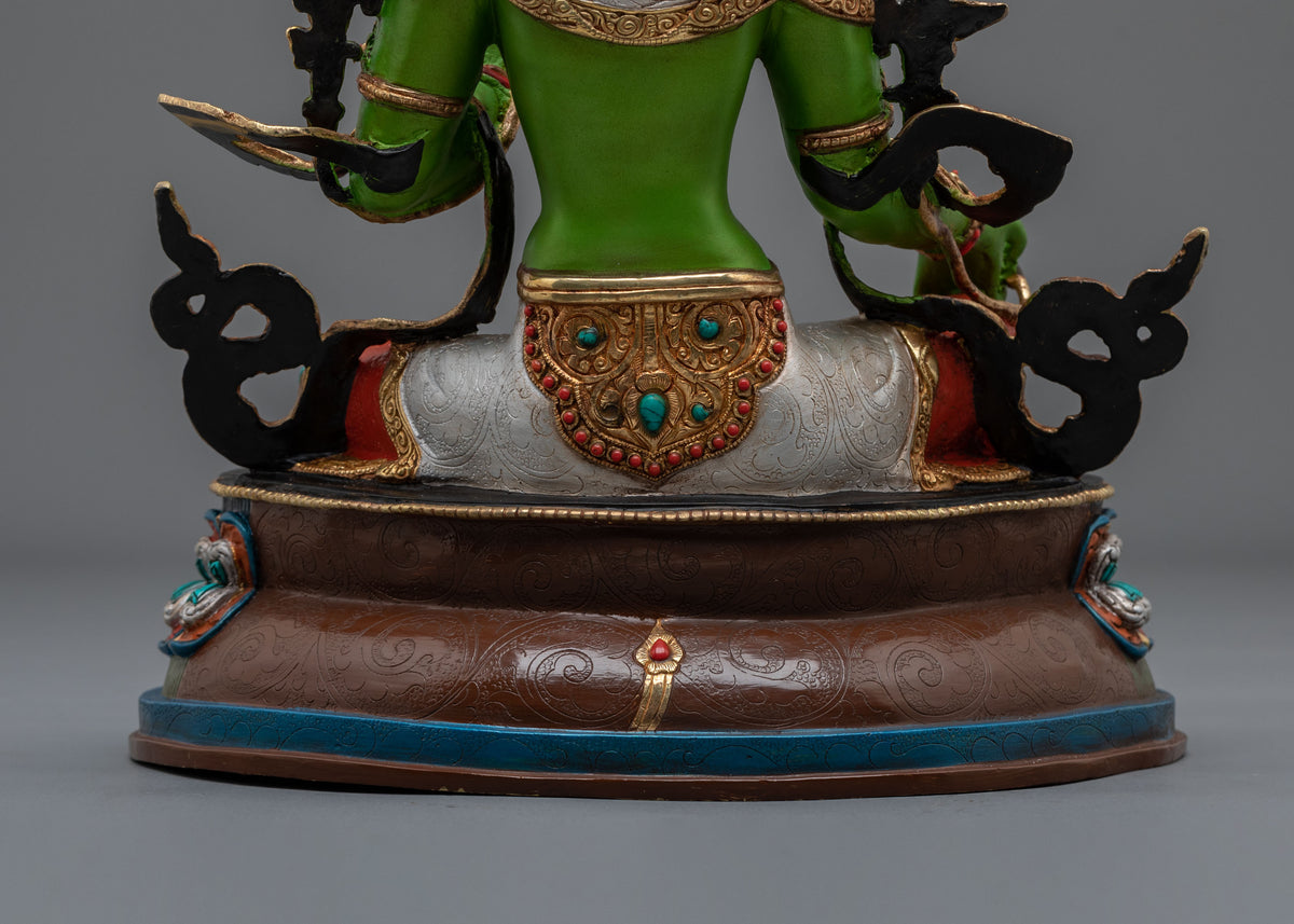 Green Tara Lotus of Liberation Statue | Gold Painted Buddhist Sculpture