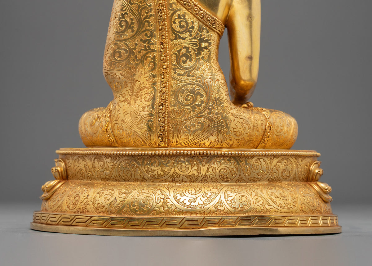 Himalayan Shakyamuni Buddha Sculpture in 24K Gold Gilded Copper