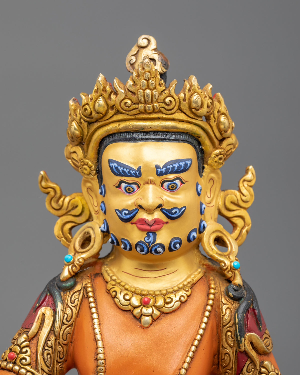 Dzambhala Sculpture | 24K Gold Gilded Buddhist Deity Figurine