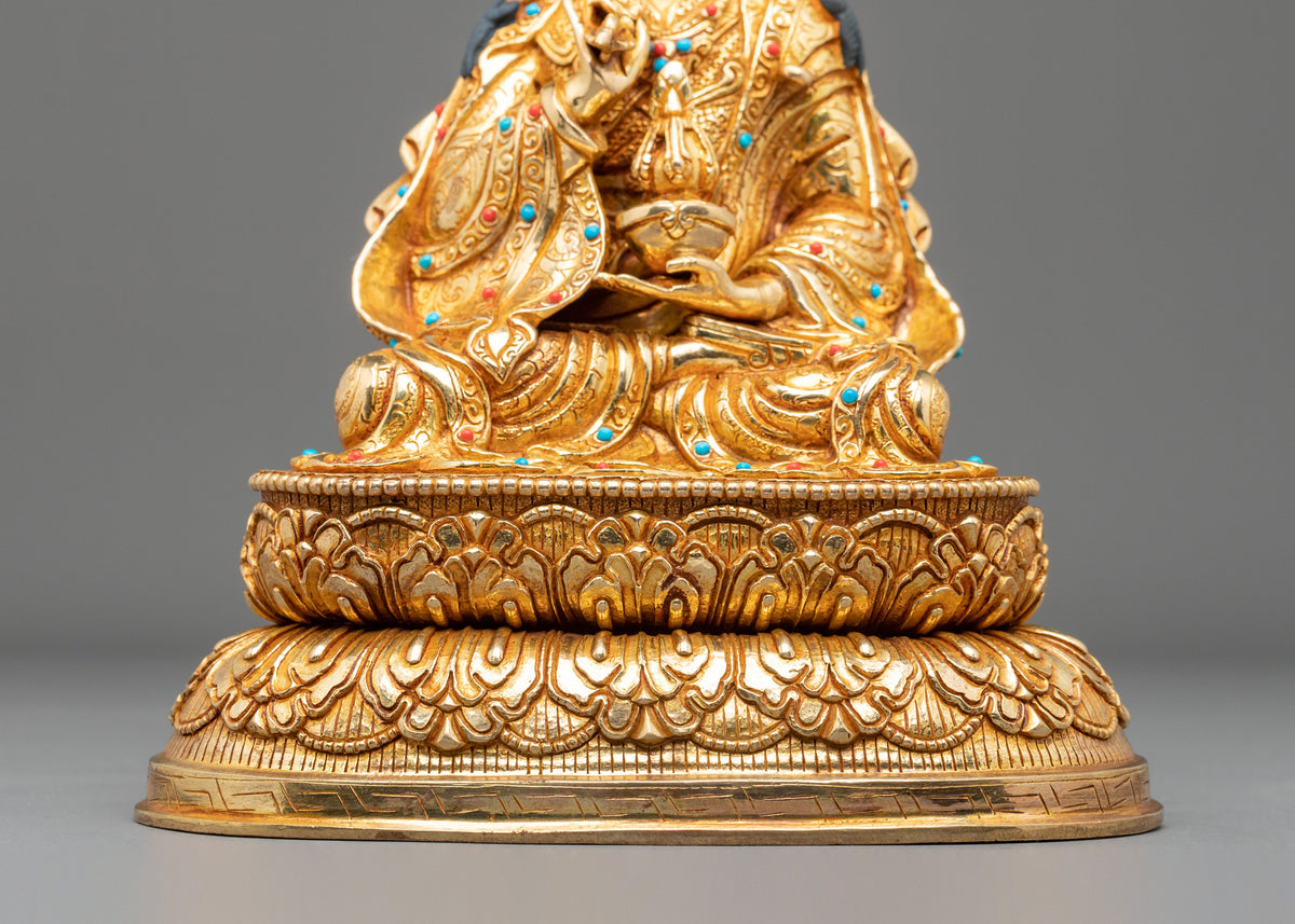 Radiant Gemstones Adorned Guru Tsokye Dorje Sculpture