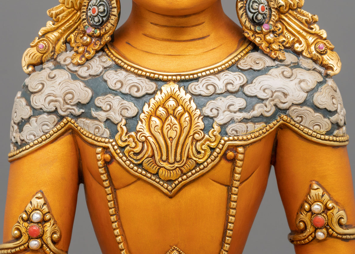 handmade 24k gold glided crown shakyamuni buddha statue