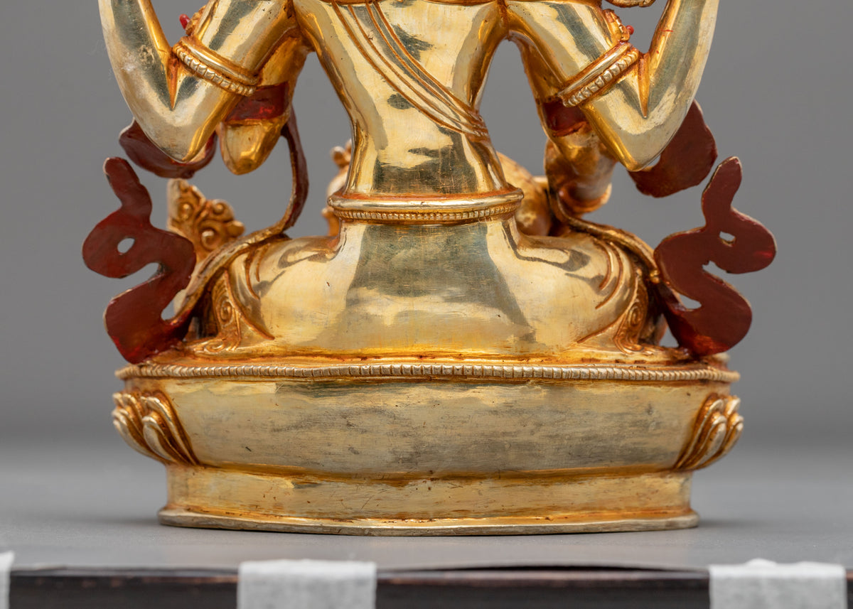 Devi Saraswati 24K Gold Gilded Sculpture | Hindu Goddess of Knowledge